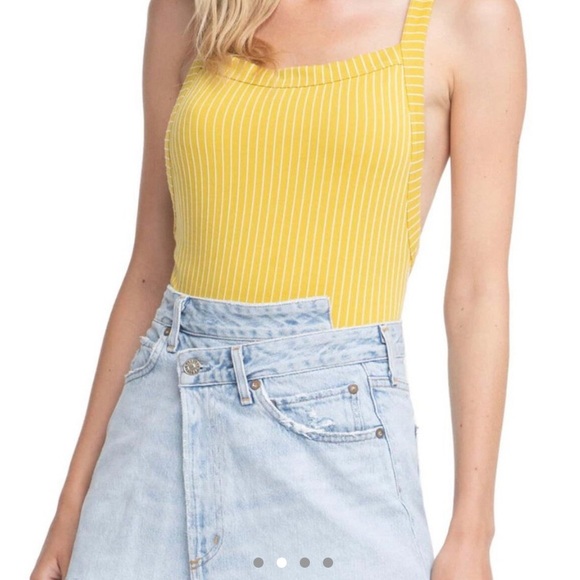 Astr the label Yellow striped bodysuit NEW NWT S/M - Picture 2 of 4